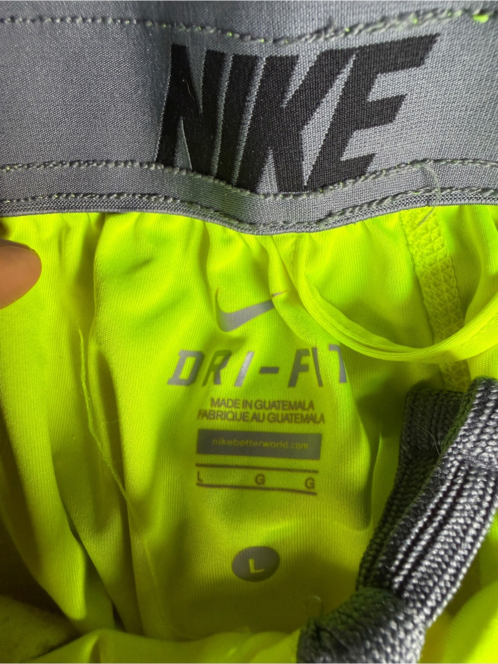 Nike Men’s Neon Yellow Dri-FIT Athletic Shorts - Picture 2 of 2